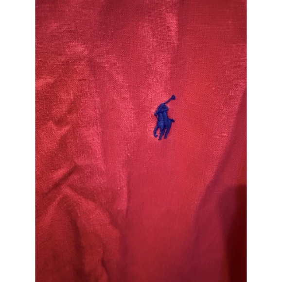 Ralph Lauren Polo Linen Shirt Long Sleeve XL Slim Fit Button Down Pink Fuchsia - Picture 6 of 9